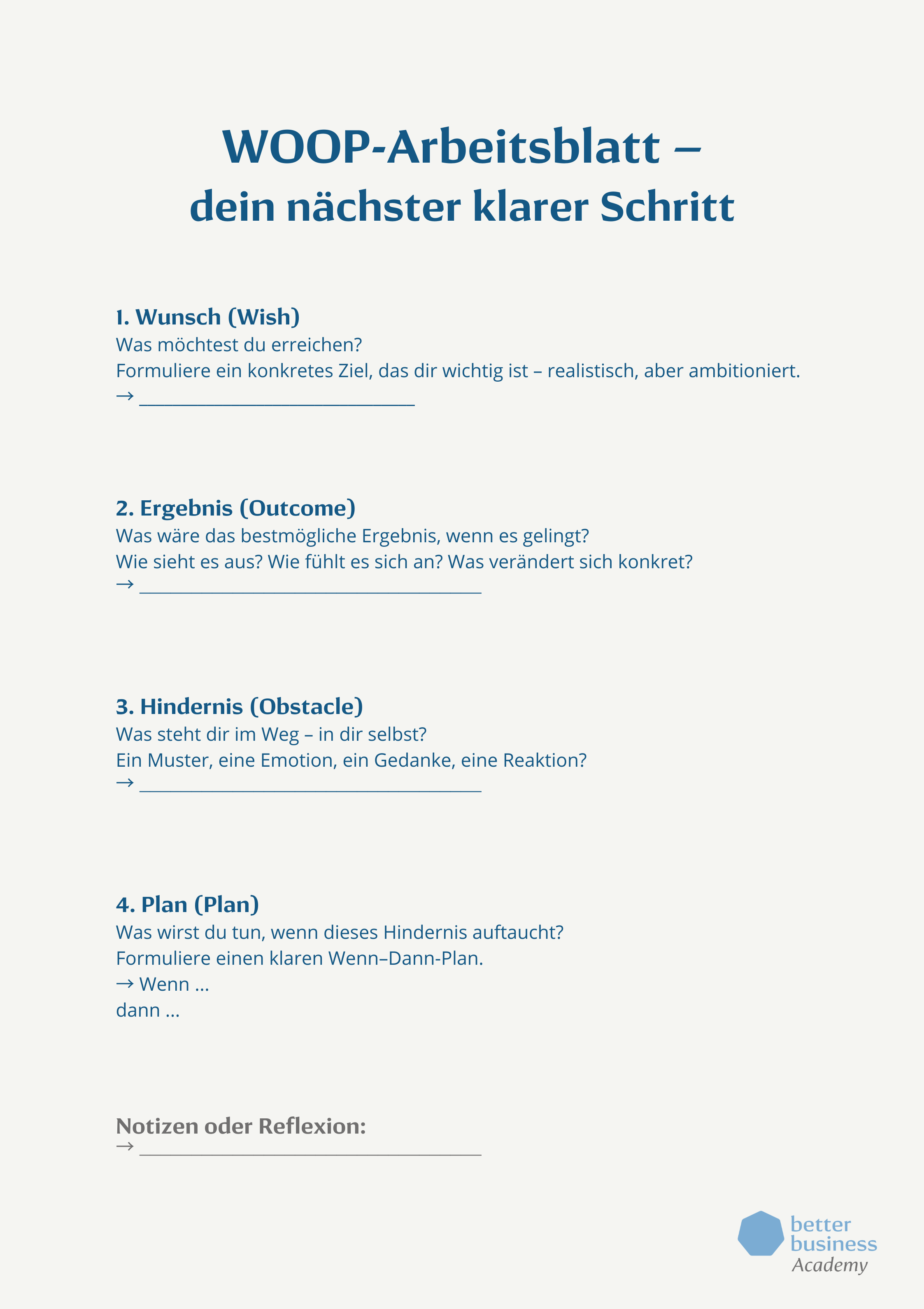 Woop Methode Arbeitsblatt